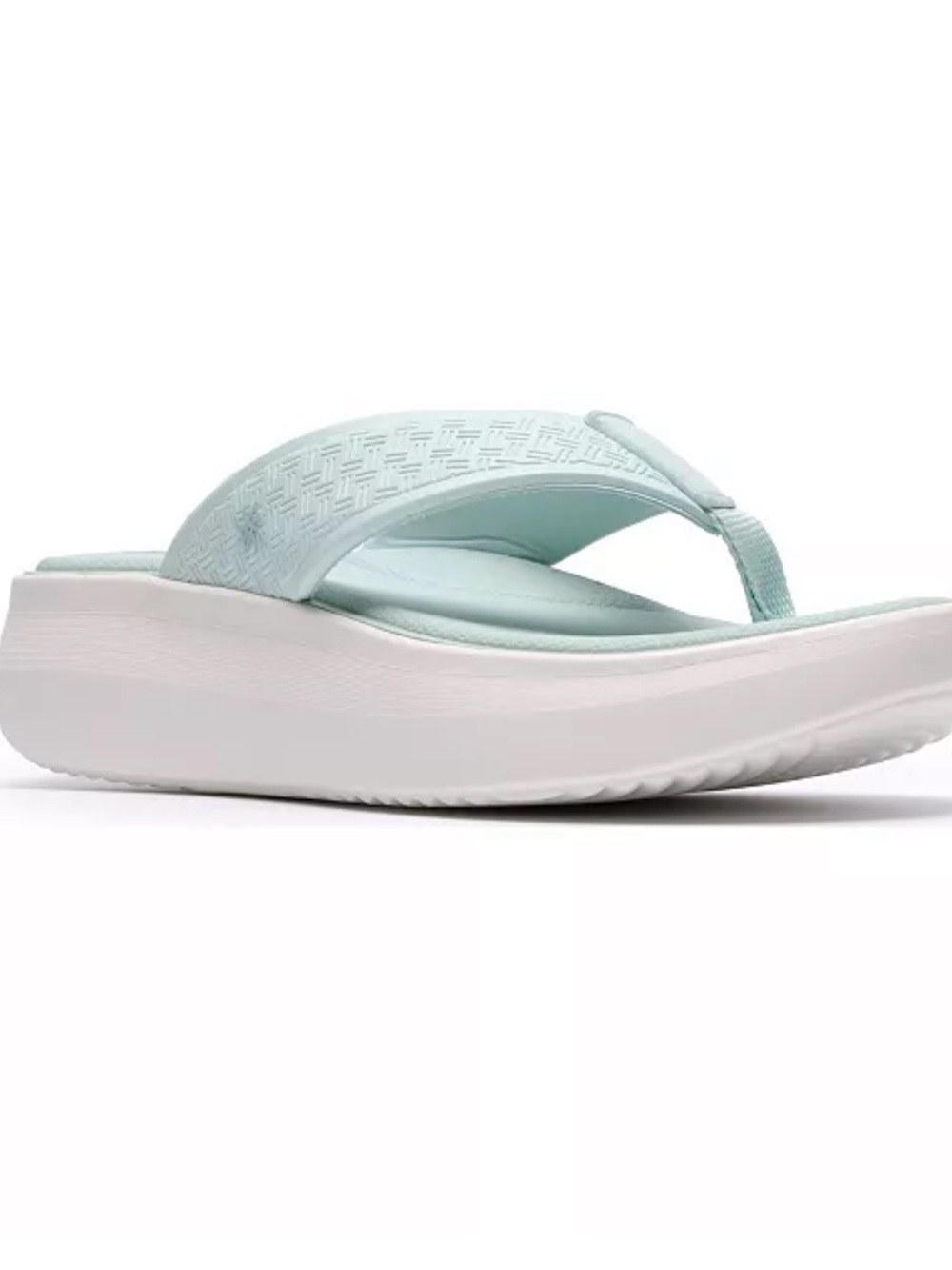 Clarks Cloudsteppers Mint Green Platform Flip Flop Sandals